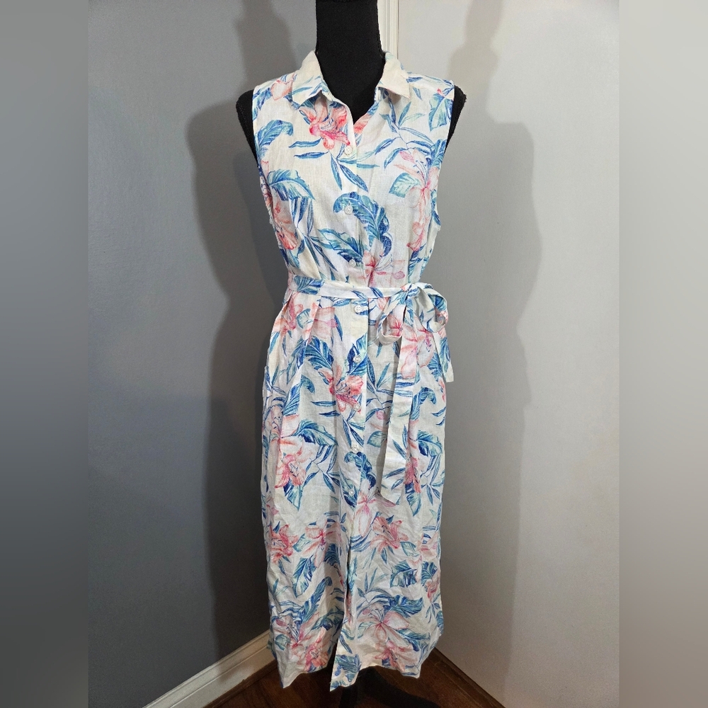 Tommy Bahama Linen Breeze Beach Blooms Shirt Dress NWT Women's M